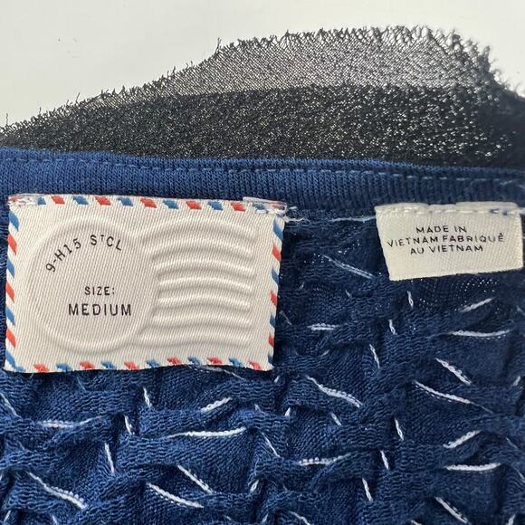 Anthropologie Postmark Sleeveless Tank Back Zip Sheer Raw Edge Detail Trim Sz M - Picture 8 of 11